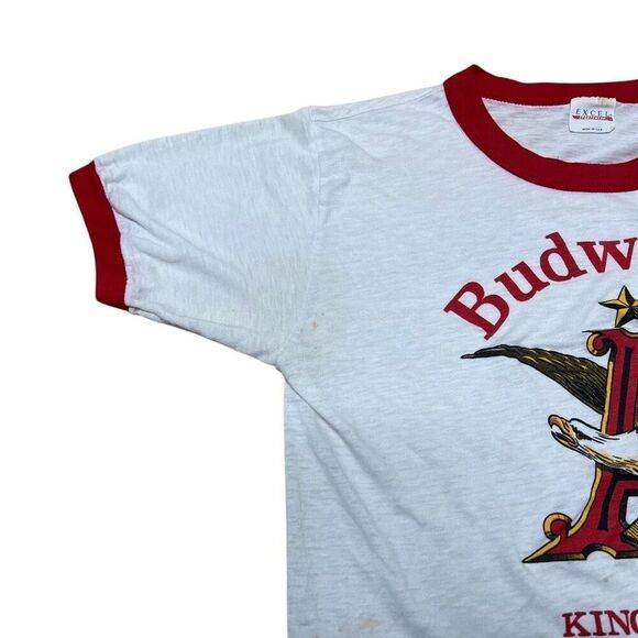 American Vintage 80s Budweiser Ringer Shirt Medium - Picture 2 of 10